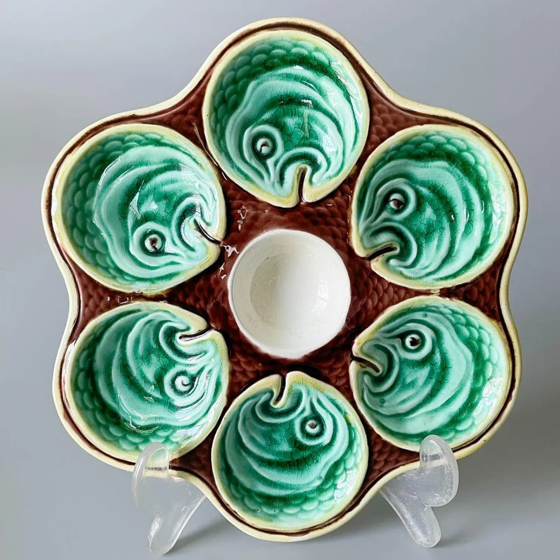 19th Century Wedgwood Majolica Fish Heads Oyster Plate - 6