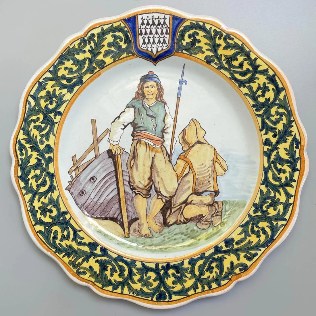19th Century French Porquier Beau Quimper Faience Plate - 5