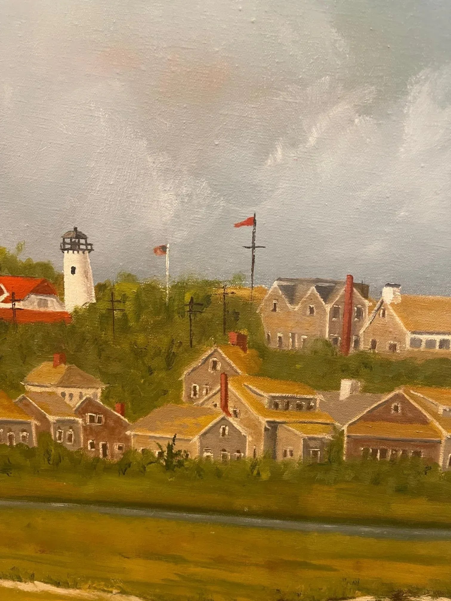 Framed Oil Painting on Linen "Beacon" Shorescape Scene by Mark Sylva - 11
