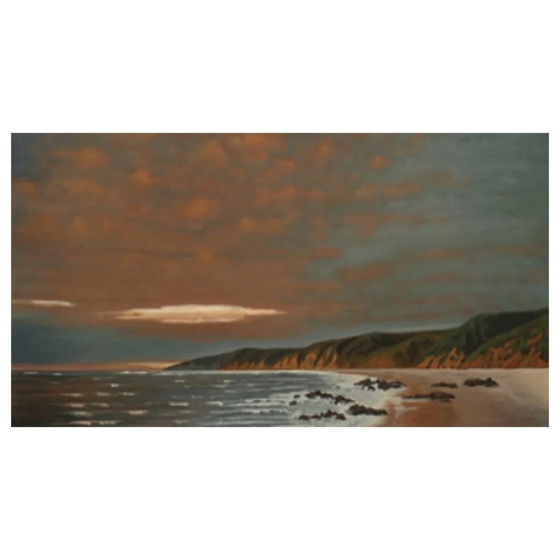Framed Oil Painting on Linen "Red Central Sunset, California" by Mark Sylva - 2
