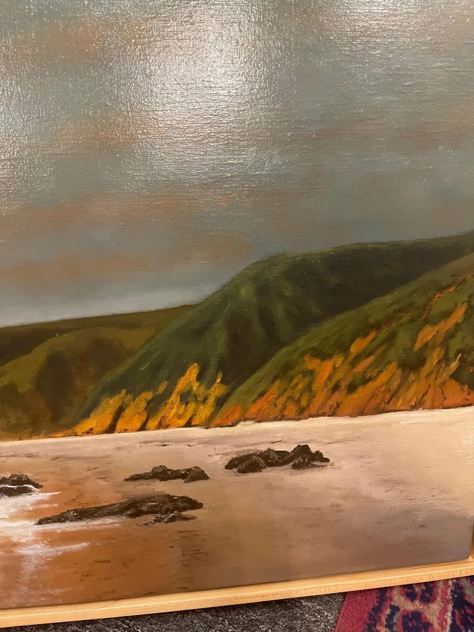 Framed Oil Painting on Linen "Red Central Sunset, California" by Mark Sylva - 4