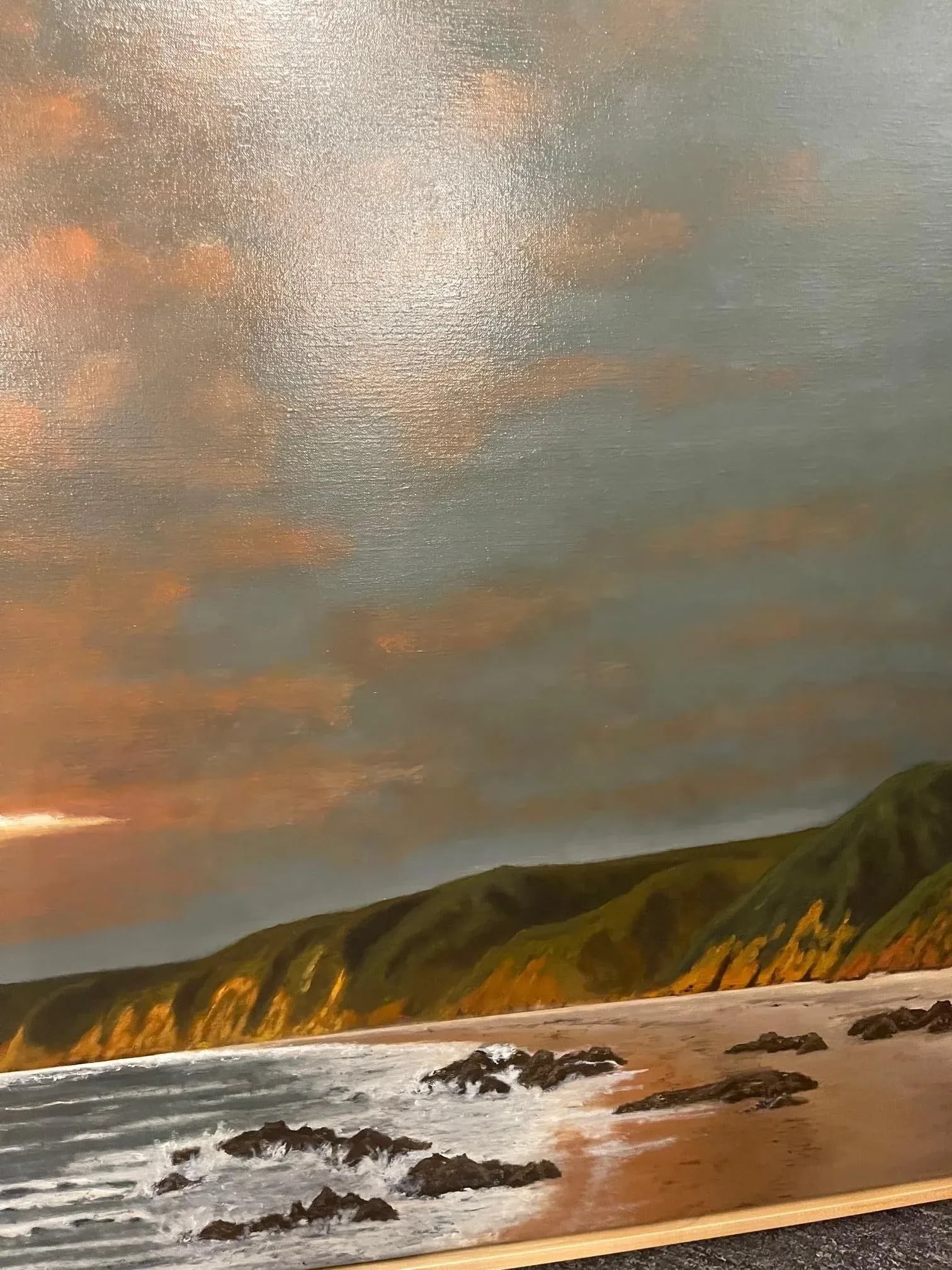 Framed Oil Painting on Linen "Red Central Sunset, California" by Mark Sylva - 8