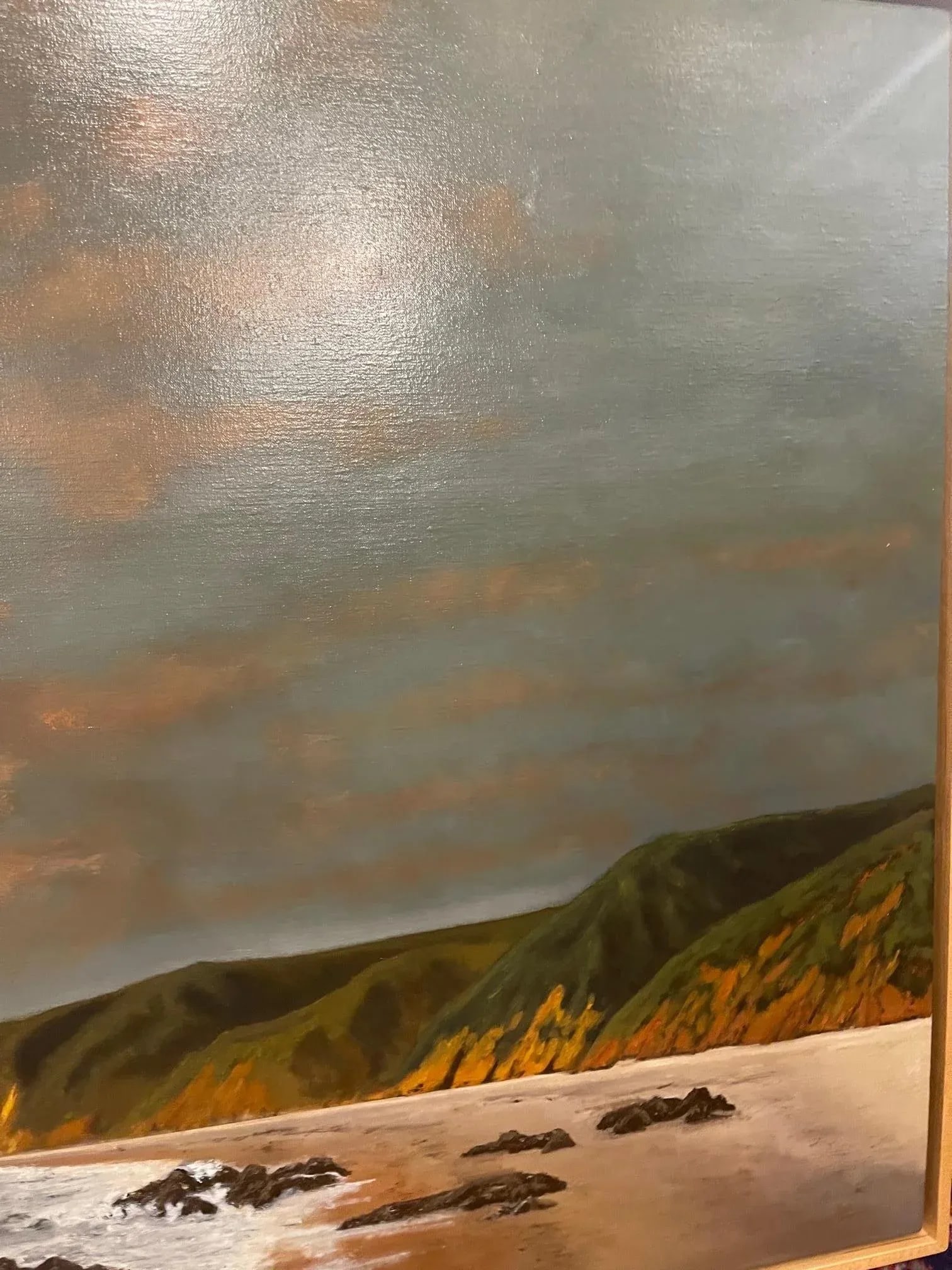 Framed Oil Painting on Linen "Red Central Sunset, California" by Mark Sylva - 9