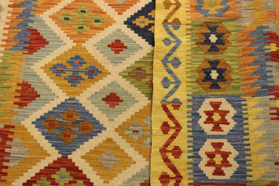 Shabby Chic Kilim Ivory Gold Wool Rug - 5'0" X 6'5" - 4