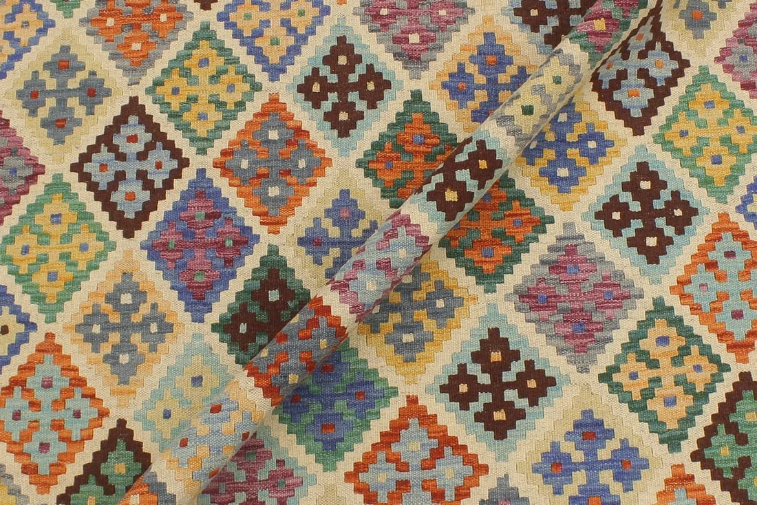 Shabby Chic Kilim Beige Rust Wool Rug - 5'8" X 7'6" - 4