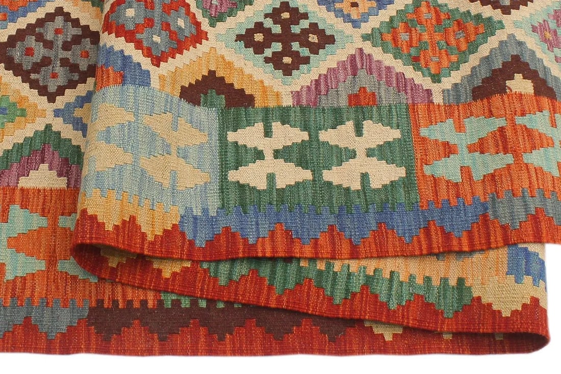 Shabby Chic Kilim Beige Rust Wool Rug - 5'8" X 7'6" - 7