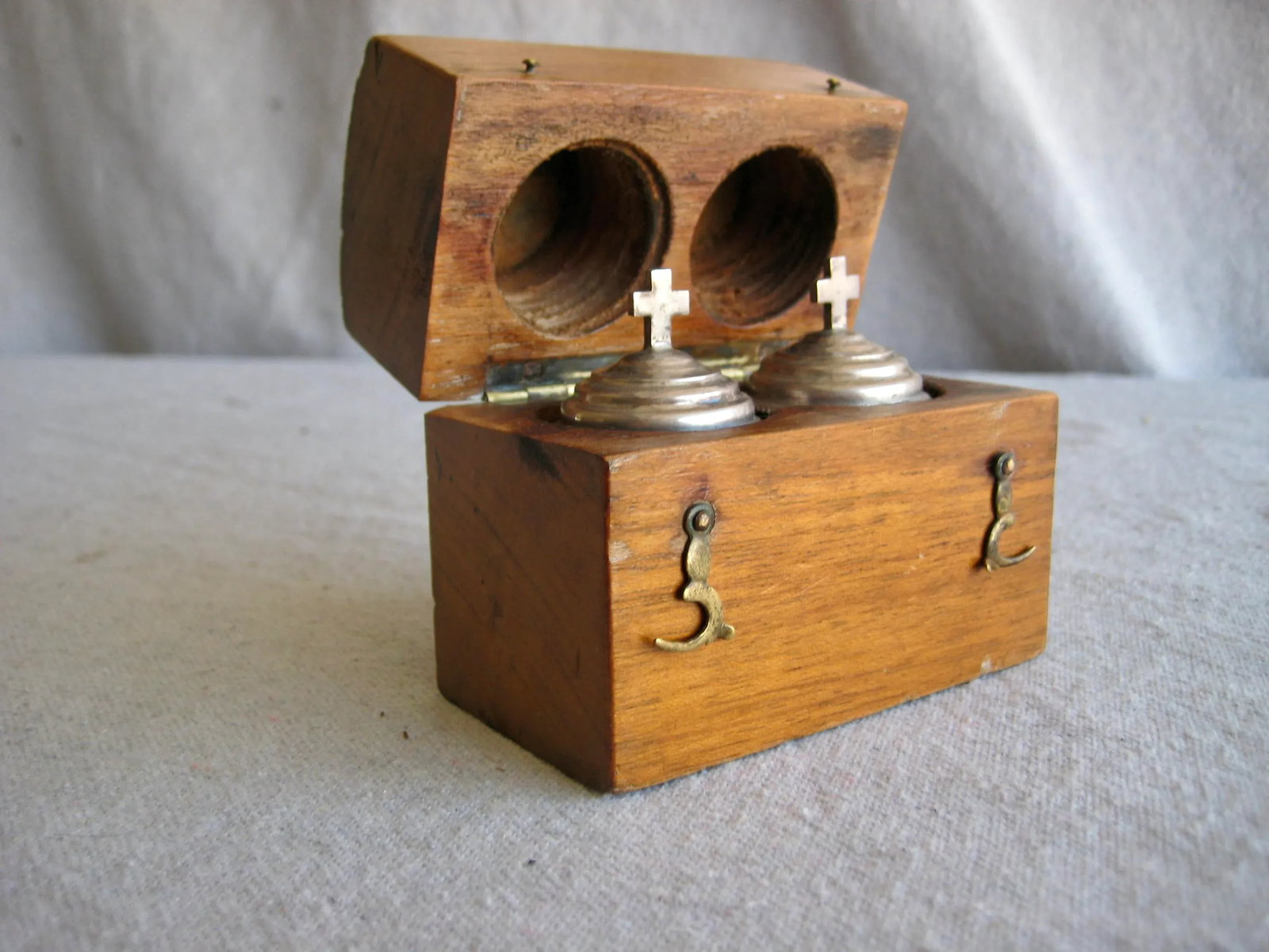 French Silver Holy Oil Stocks in Original Box, Late 1800s - 2