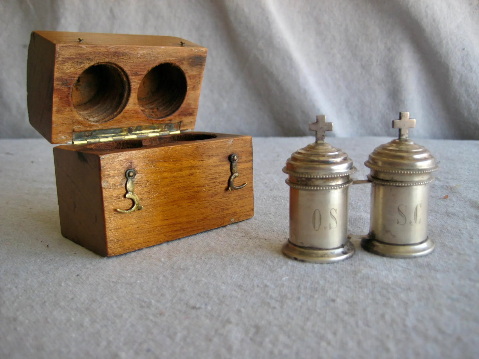 French Silver Holy Oil Stocks in Original Box, Late 1800s - 3