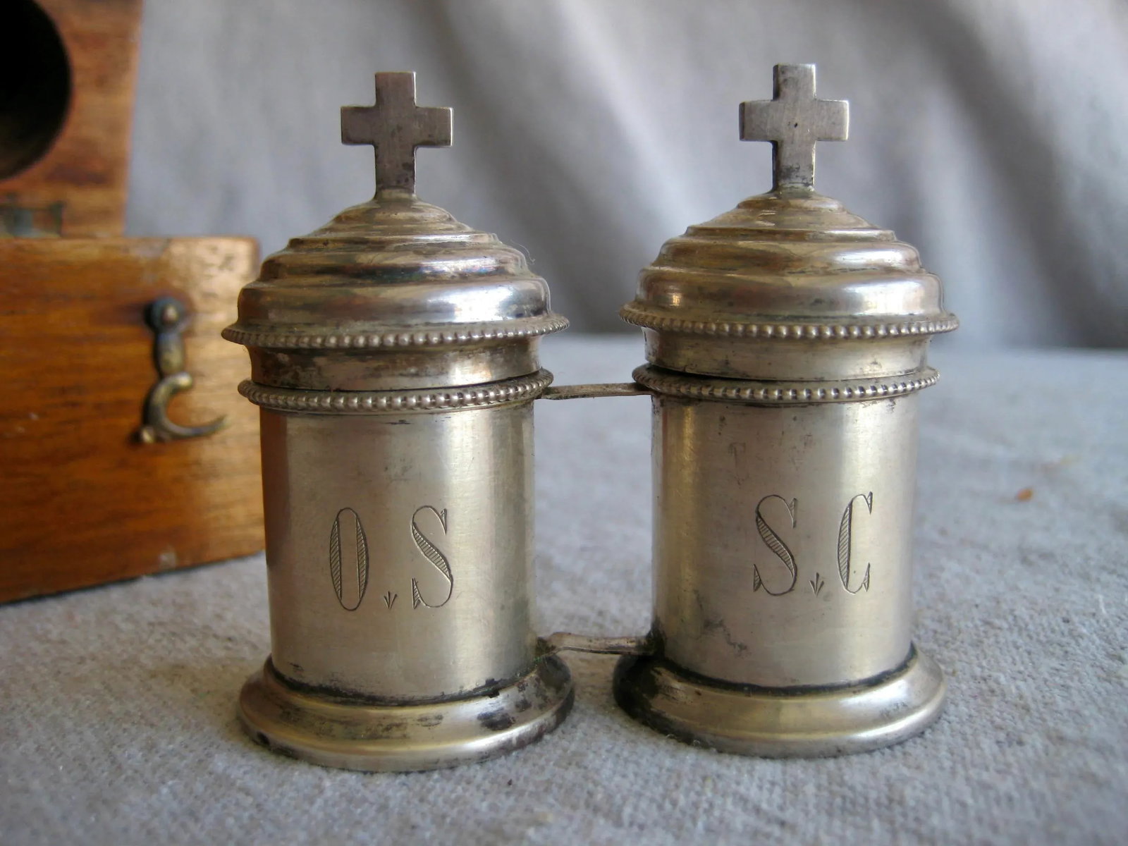 French Silver Holy Oil Stocks in Original Box, Late 1800s - 4