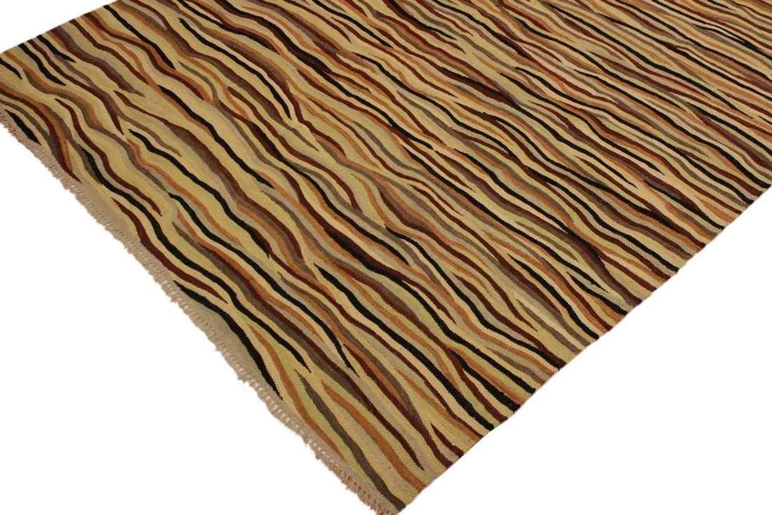 Southwestern Kilim Beige Red Wool Rug - 5'10" X 8'3" - 2