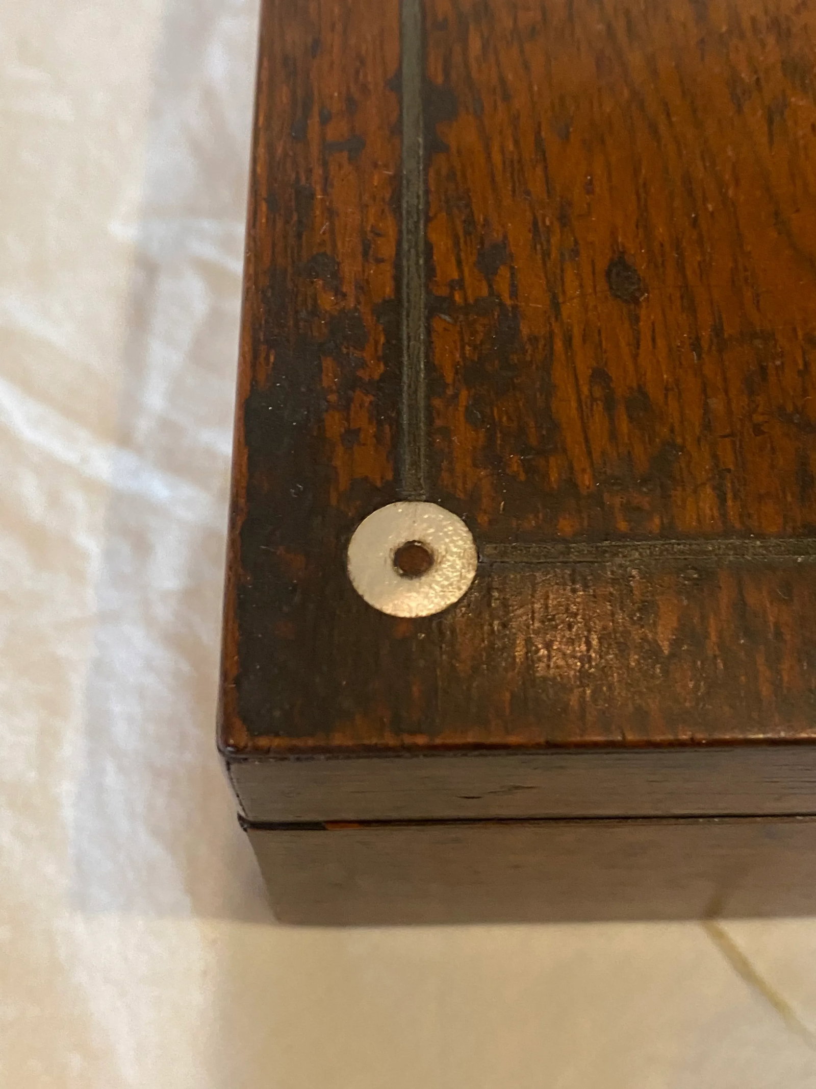 Antique English Wood Glove Box - 5