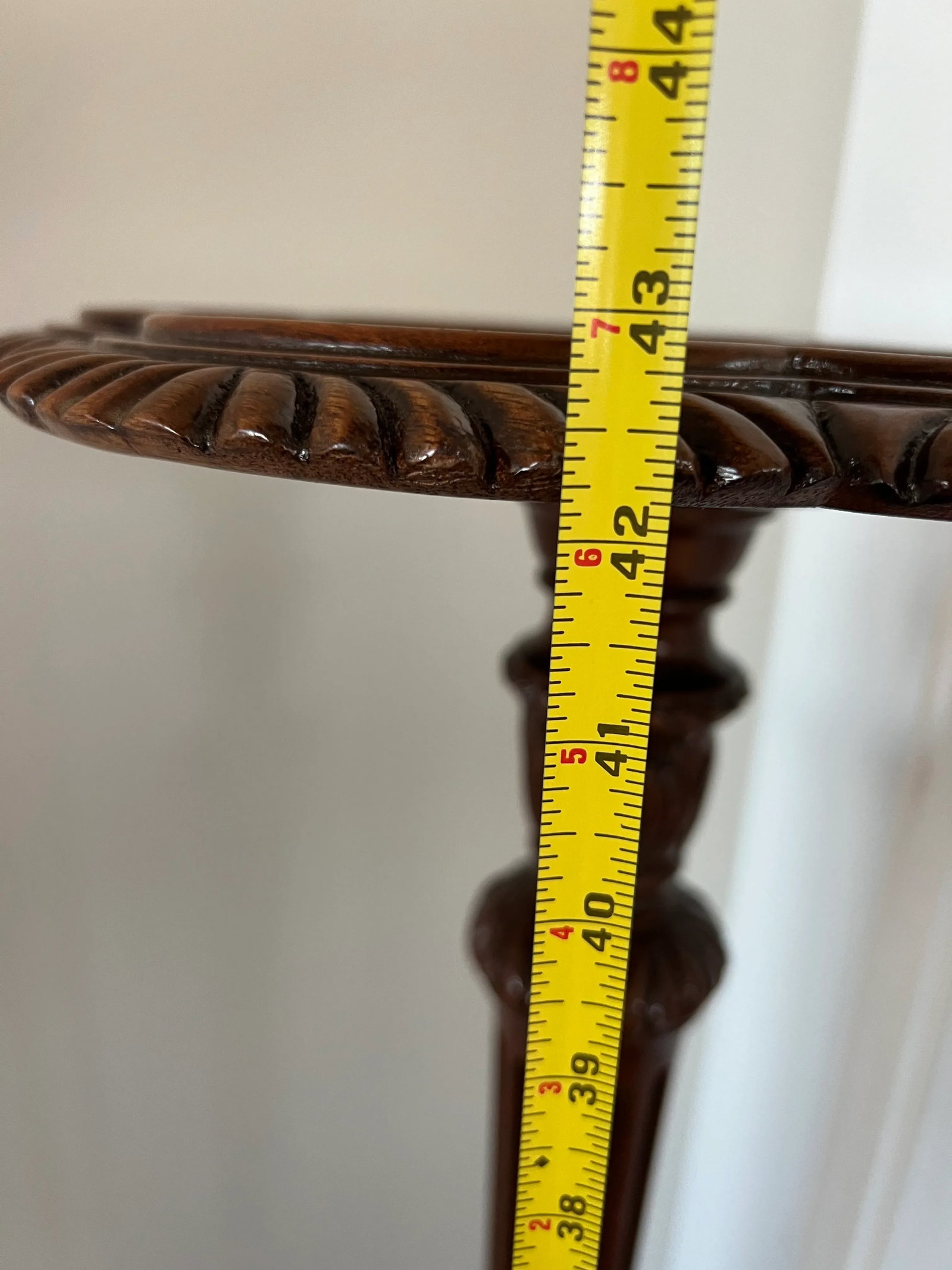 Vintage Carved Mahogany Pedestal Plant Stand - 8
