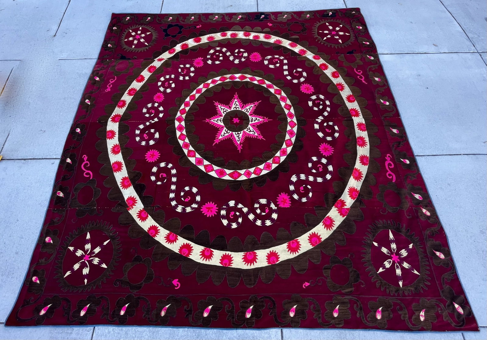 Stunning Hand Embroidered Suzani Bed Covering - 3