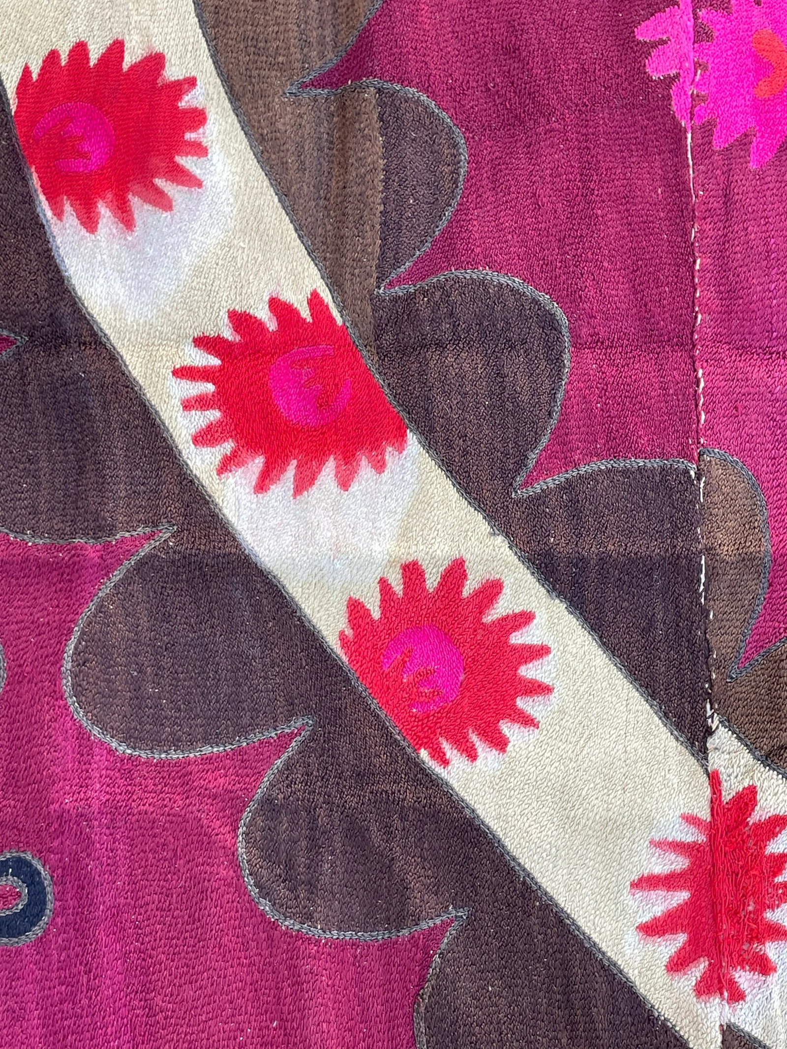 Stunning Hand Embroidered Suzani Bed Covering - 7