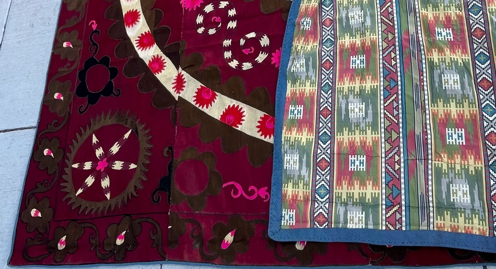 Stunning Hand Embroidered Suzani Bed Covering - 8