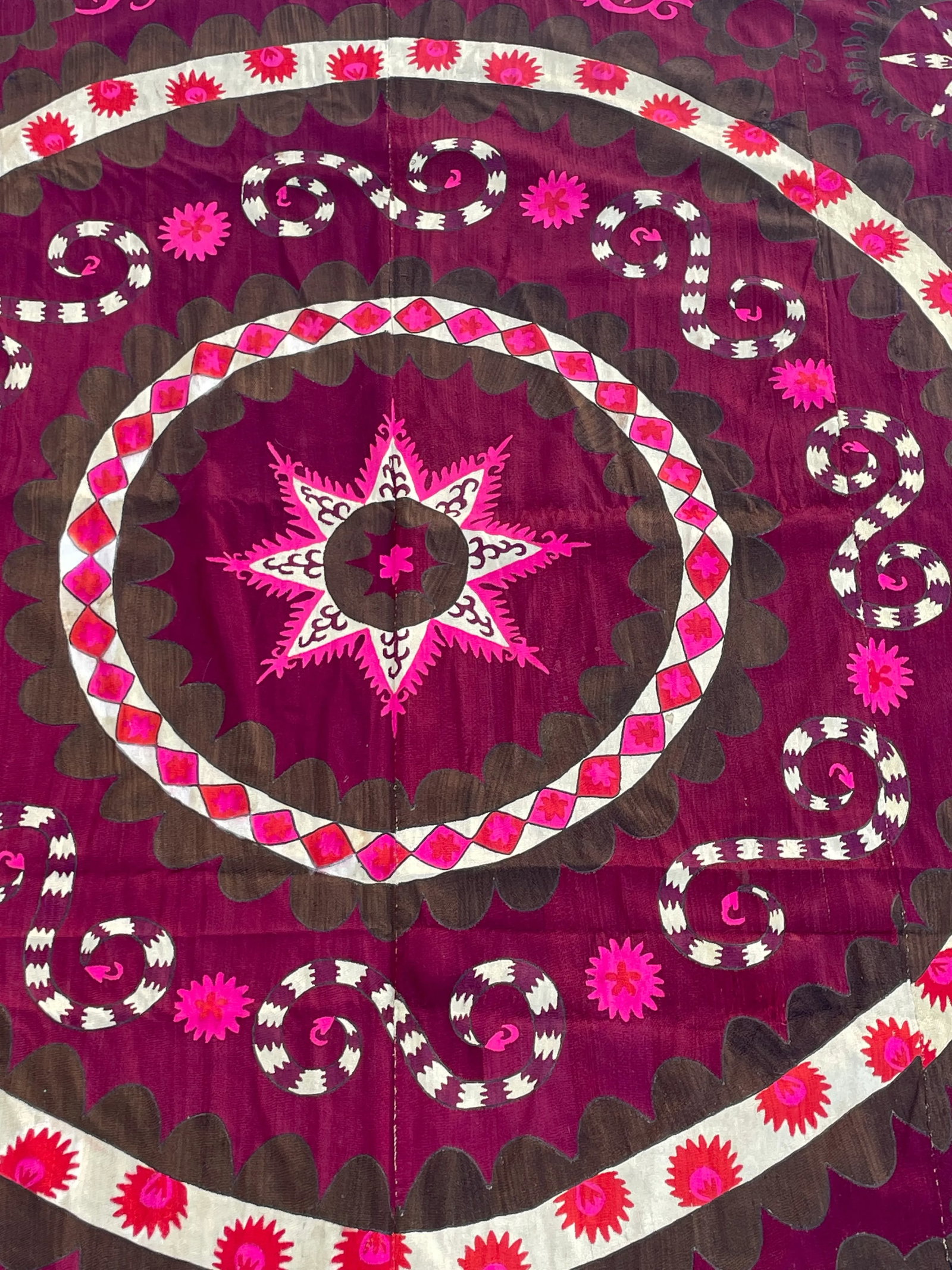 Stunning Hand Embroidered Suzani Bed Covering - 9
