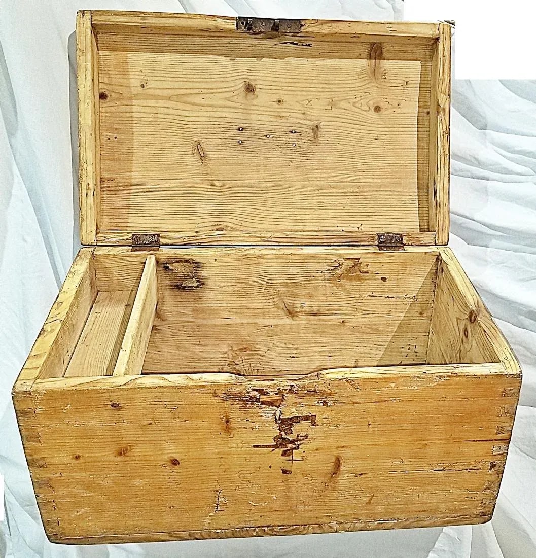 Antique Pine Tool Chest Trunk - 7