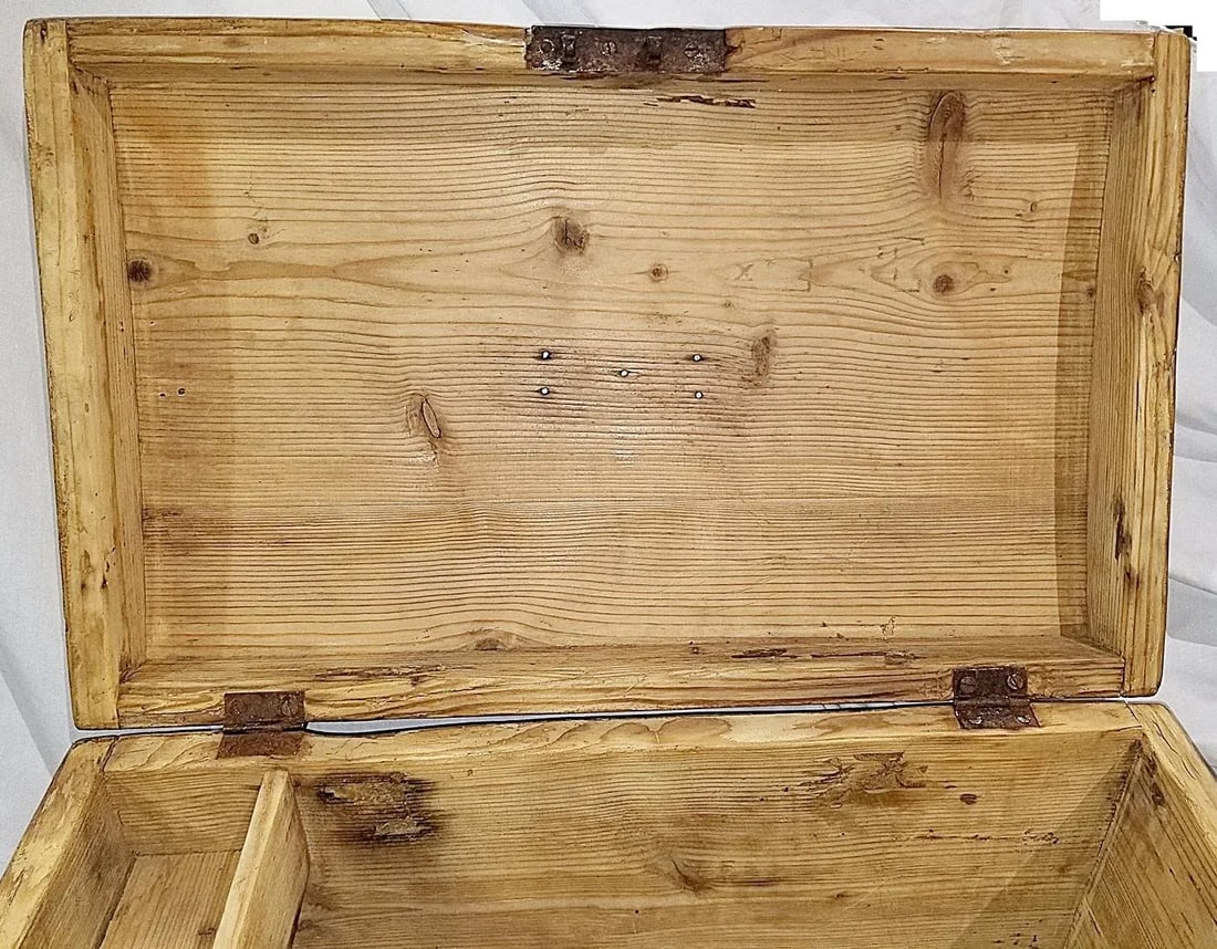 Antique Pine Tool Chest Trunk - 9