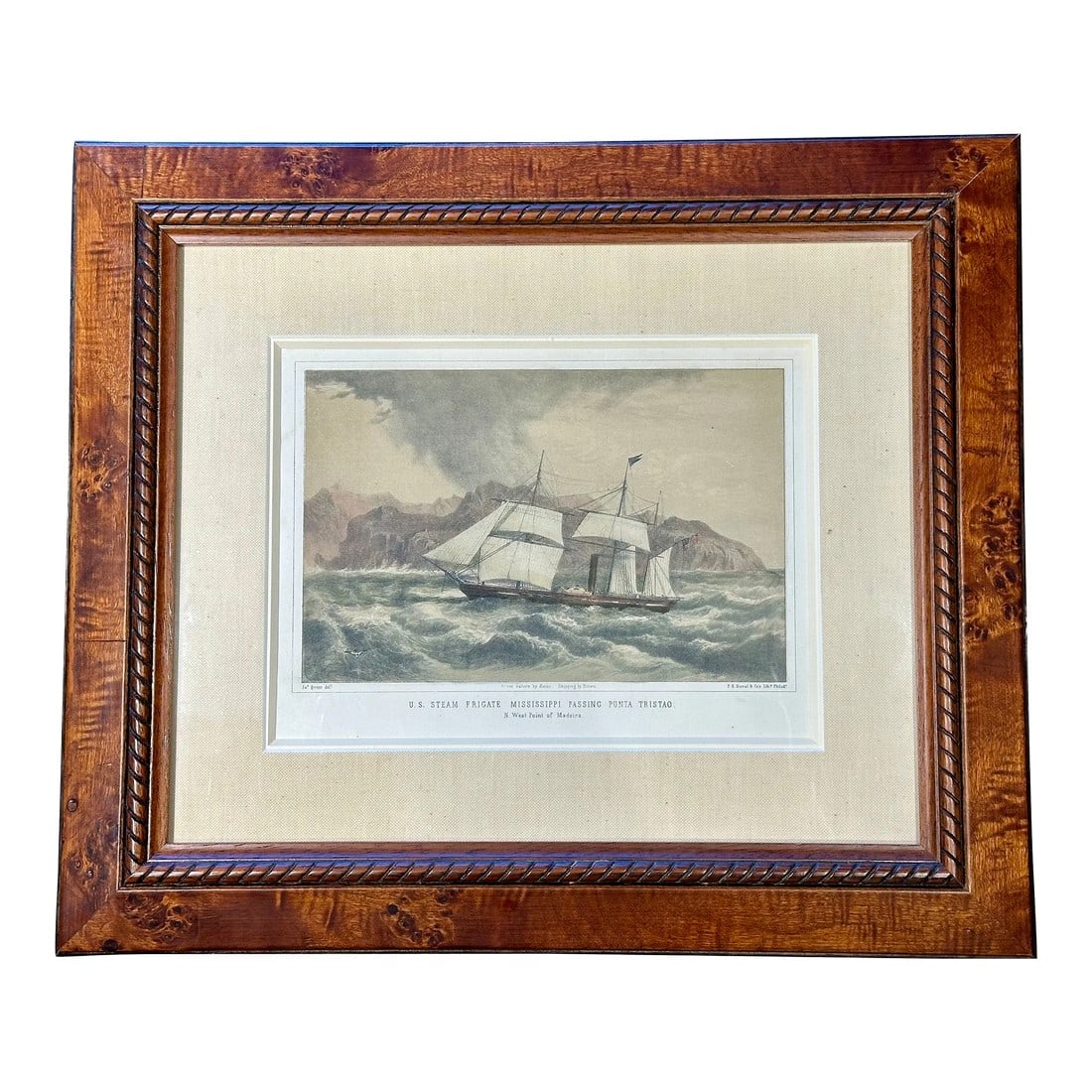 United States Steam Frigate Mississippi Passing Punta Tristao, Ca. 1860 (Custom Framed) (1 of 4)