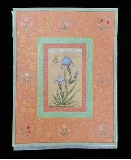 Vintage Indian Mughal Art Flower Painting With Gold Leaf - 10