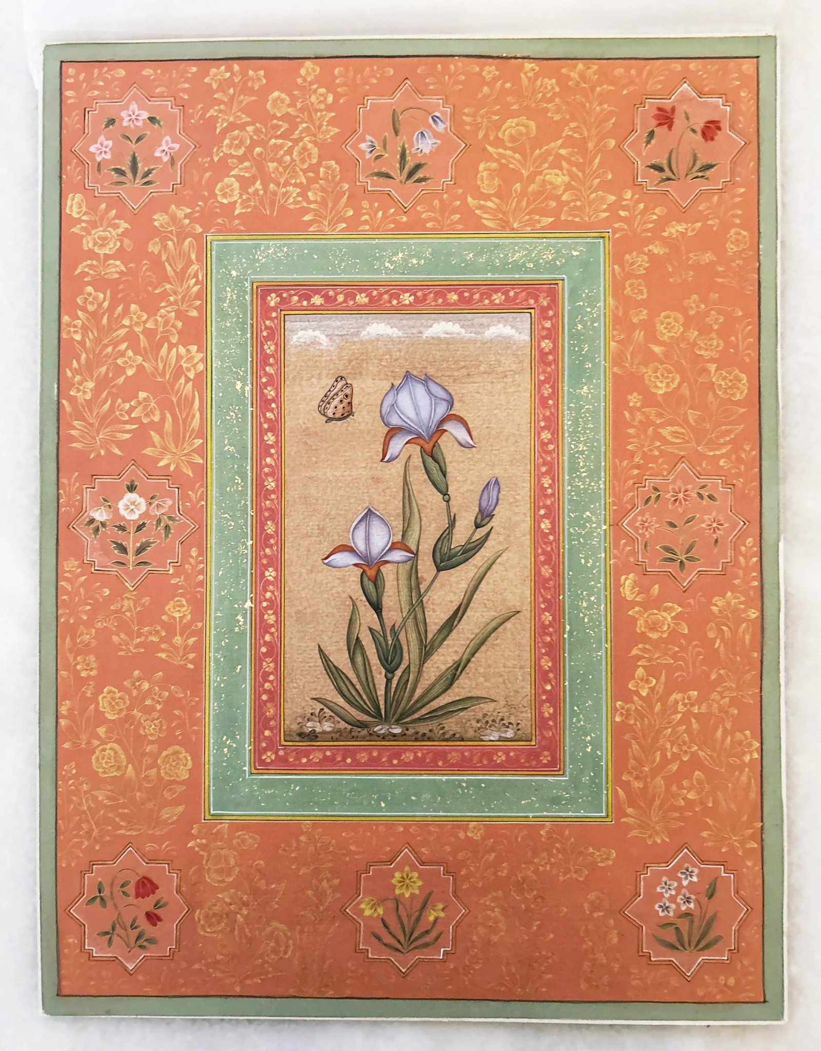 Vintage Indian Mughal Art Flower Painting With Gold Leaf - 3