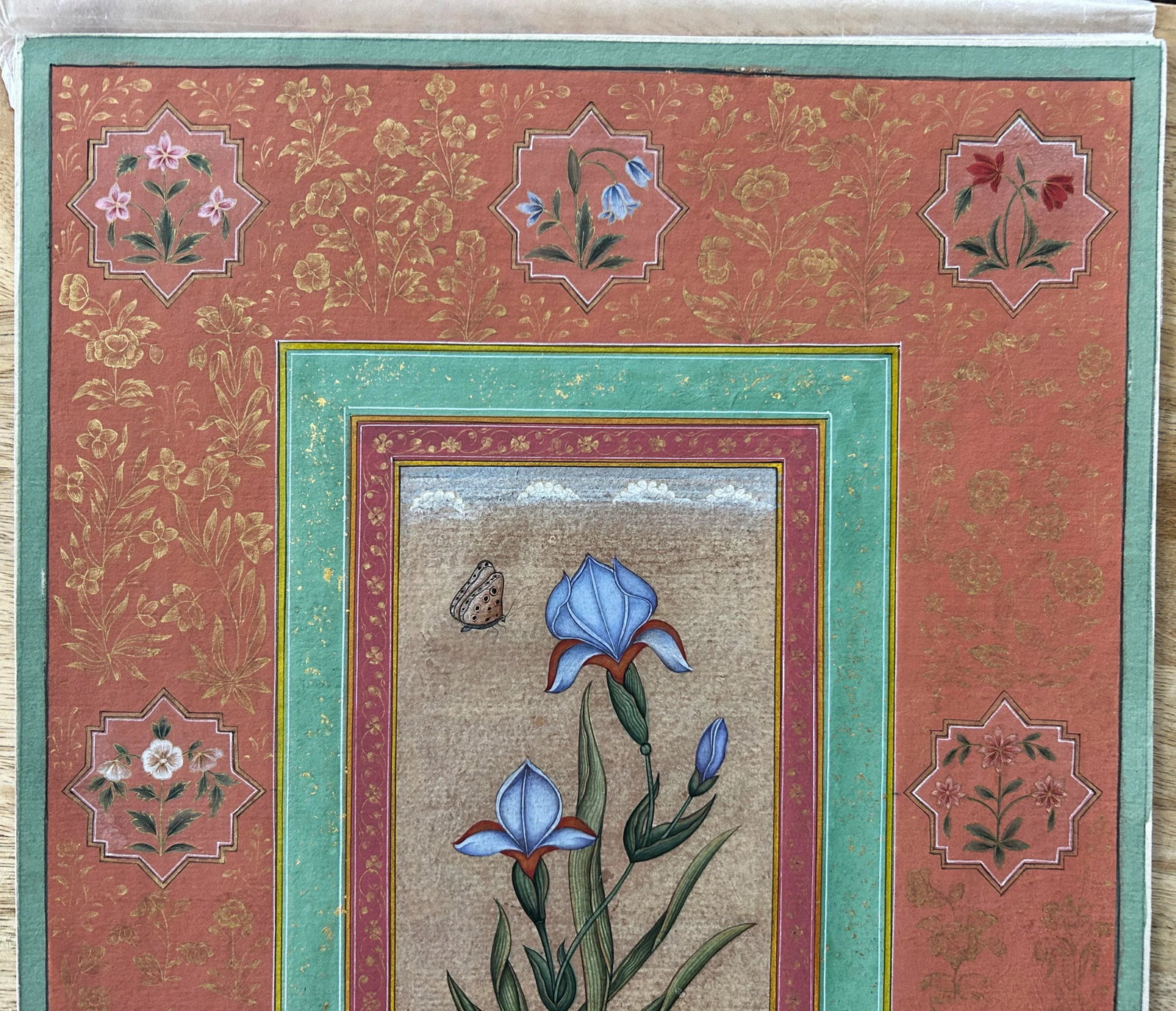 Vintage Indian Mughal Art Flower Painting With Gold Leaf - 7
