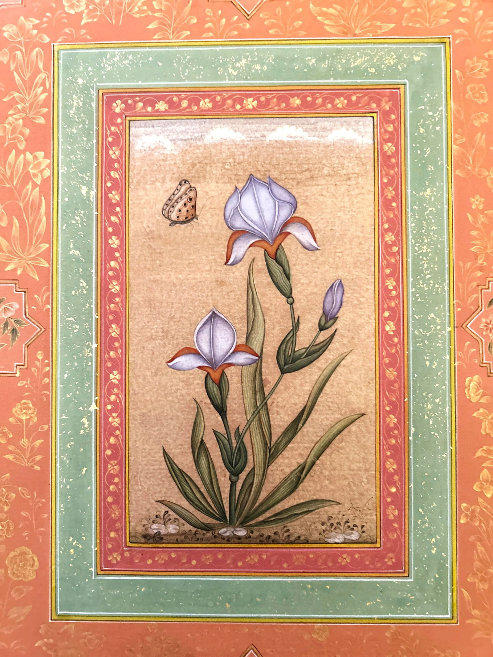 Vintage Indian Mughal Art Flower Painting With Gold Leaf - 8