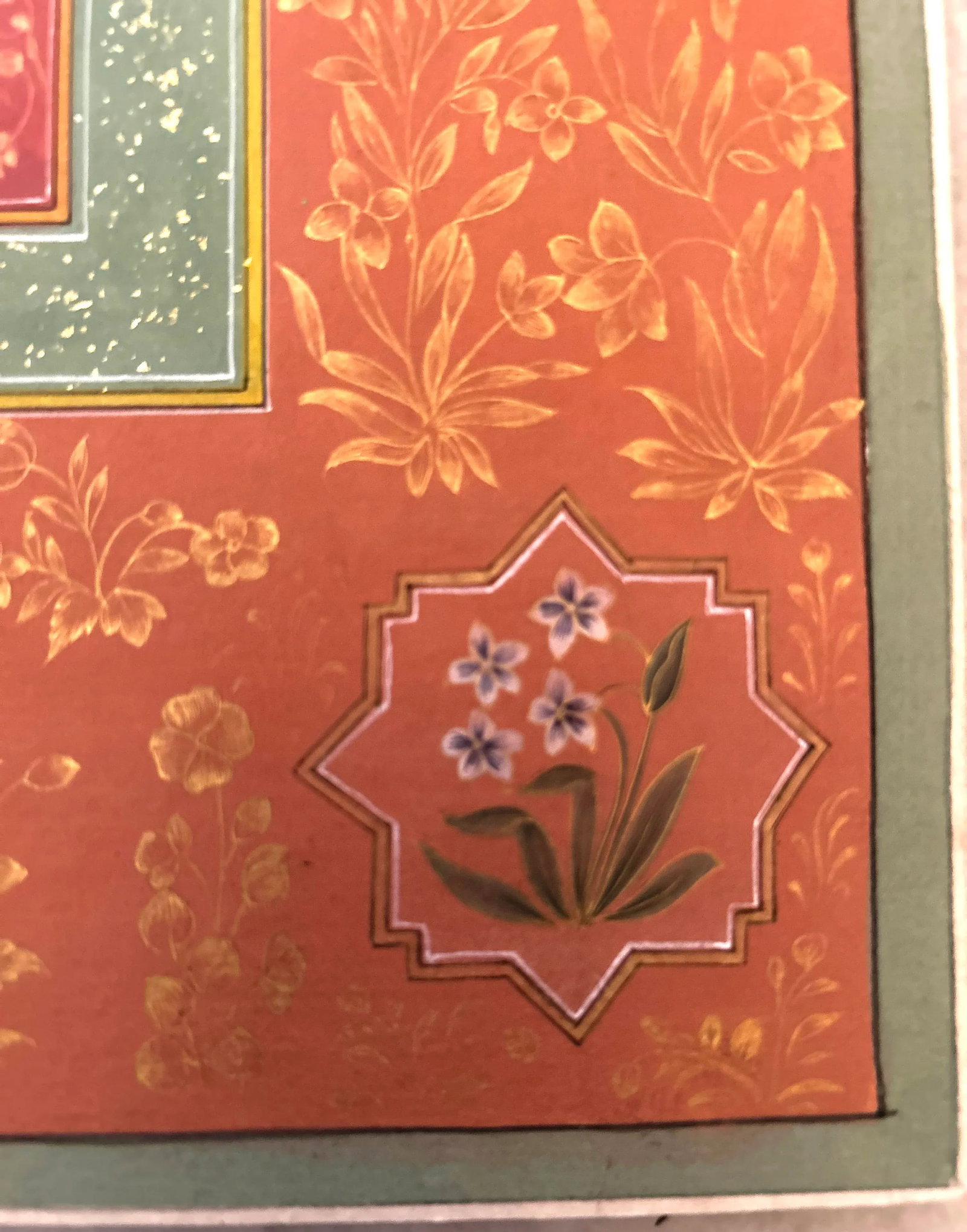 Vintage Indian Mughal Art Flower Painting With Gold Leaf - 9