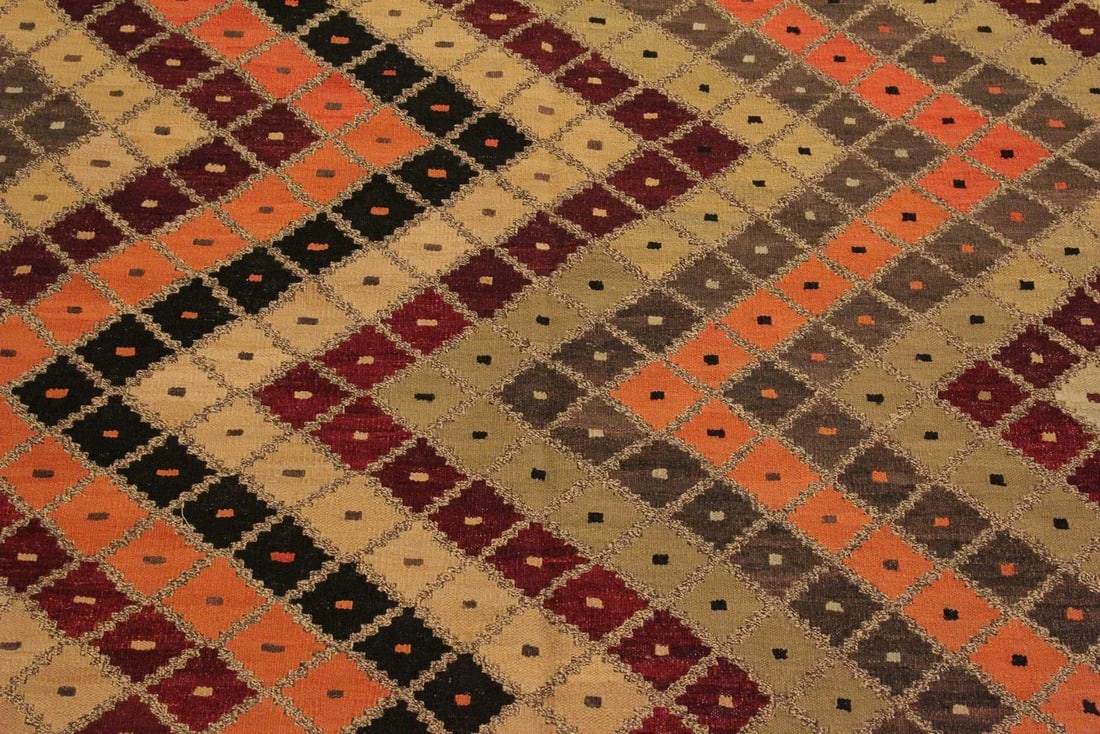 1990s Bohemian Kilim Tan Beige Wool Rug - 5'5" X 6'10" - 3