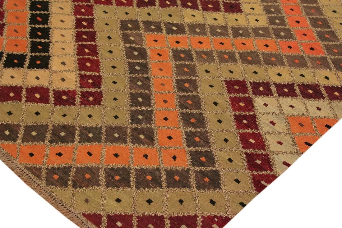 1990s Bohemian Kilim Tan Beige Wool Rug - 5'5" X 6'10" - 6