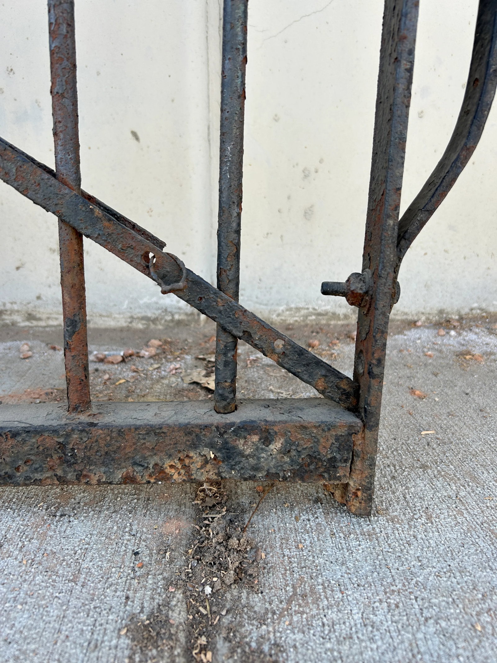 Antique Rustic Wrought Iron Painted Gate - 12