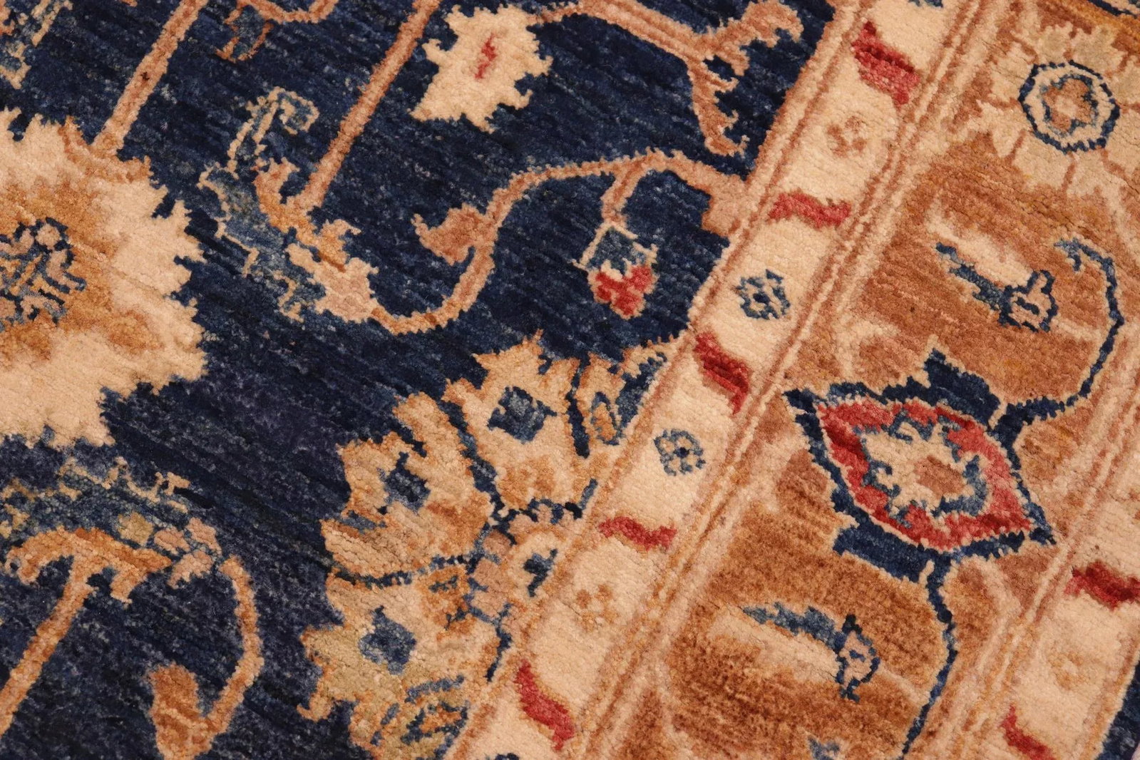 Shabby Chic Ziegler Blue Brown Hand-Knotted Wool Rug - 5'0'' X 6'10'' - 3
