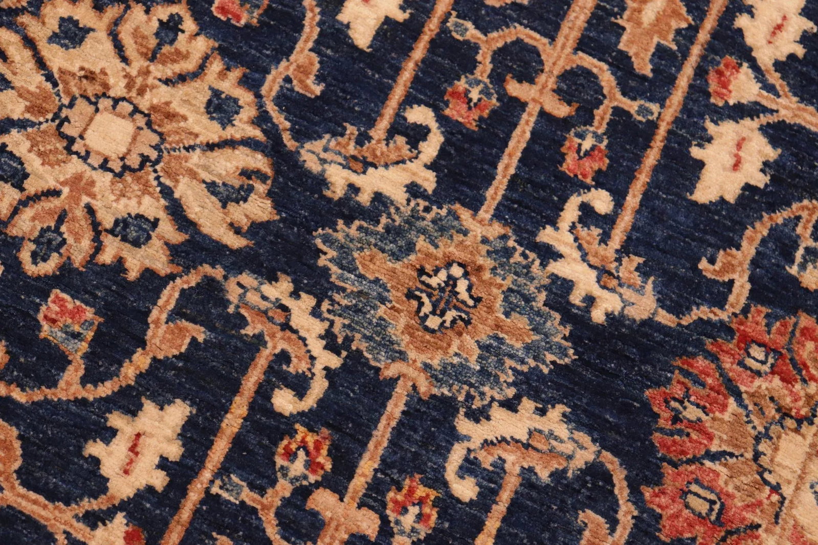 Shabby Chic Ziegler Blue Brown Hand-Knotted Wool Rug - 5'0'' X 6'10'' - 4