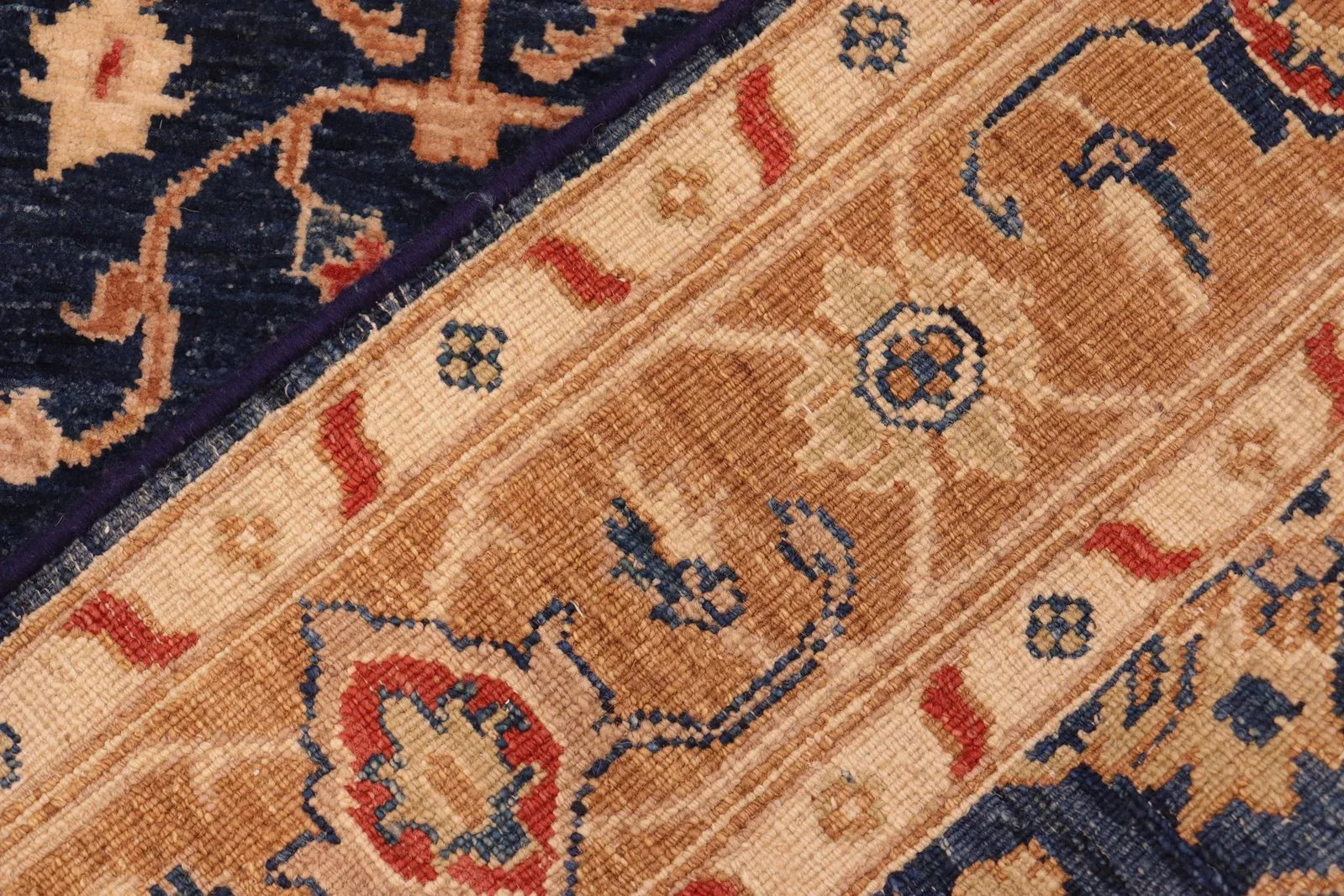 Shabby Chic Ziegler Blue Brown Hand-Knotted Wool Rug - 5'0'' X 6'10'' - 8