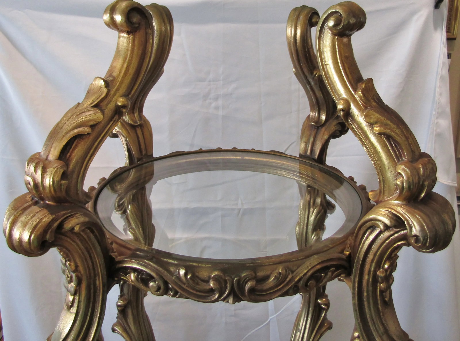 1960s Vintage Hollywood Regency Gold Italian Rococo Style 4 Tier Etagere Display Stand - 4