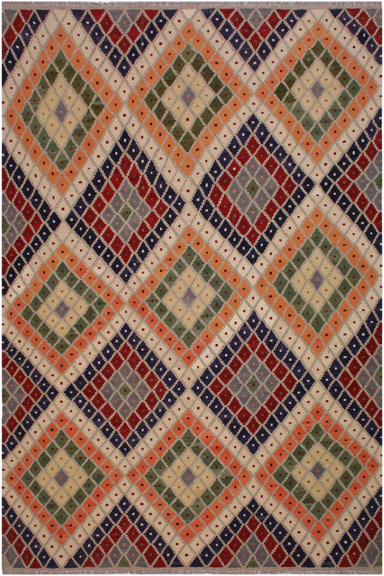 Geometric Tribal Kilim Hand-Woven Wool Rug - 8"²9"³ × 10"²1"³ - 8