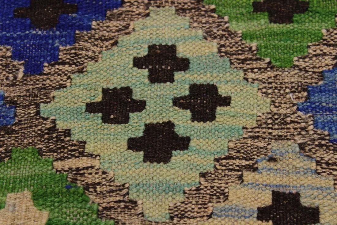 Contemporary Kilim Gray/Blue Hand-Woven Wool Rug - 4'1 X 5'10 - 5