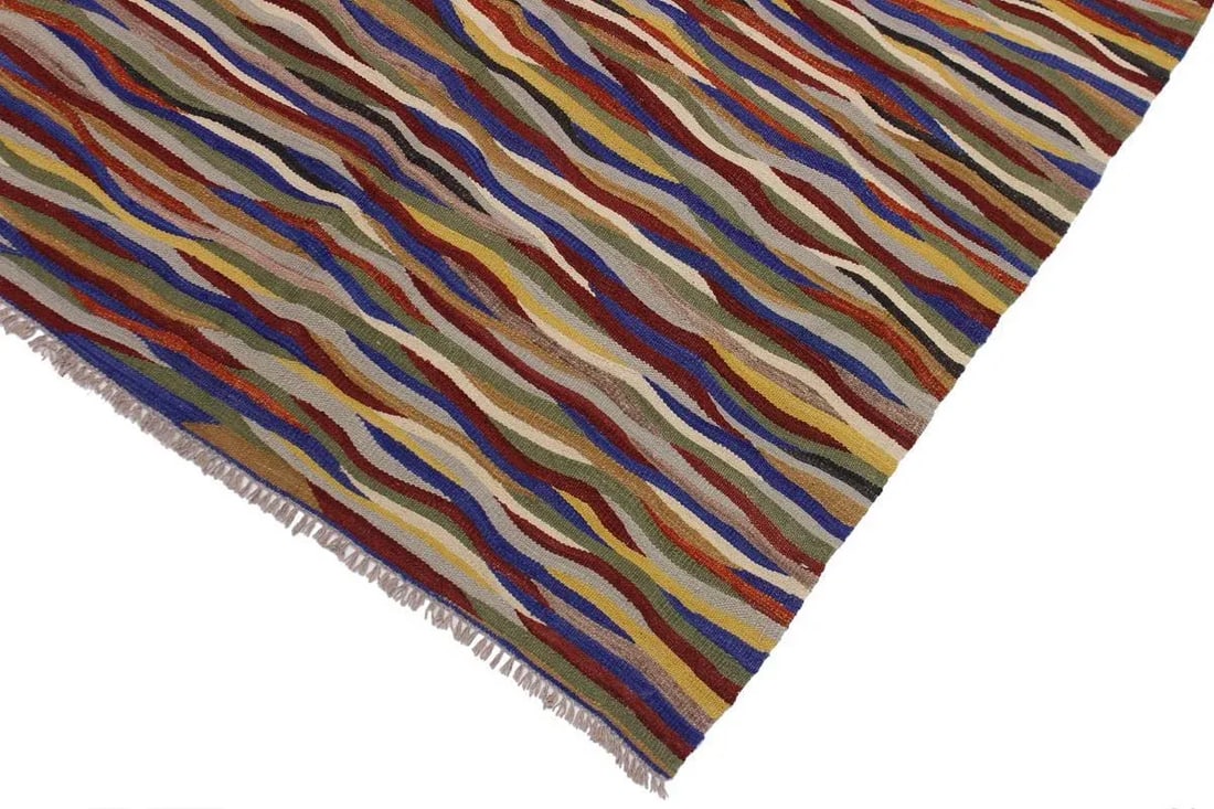 Abstract Kilim Hand-Woven Wool Rug -5'1 X 6'8 - 4