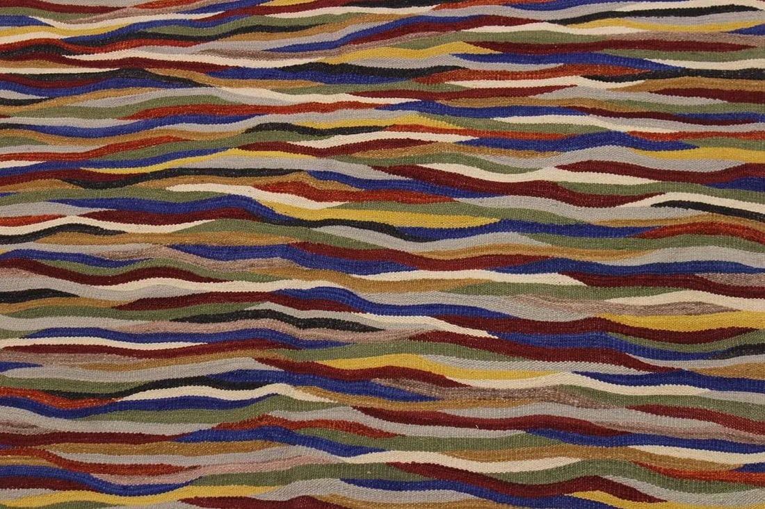 Abstract Kilim Hand-Woven Wool Rug -5'1 X 6'8 - 5