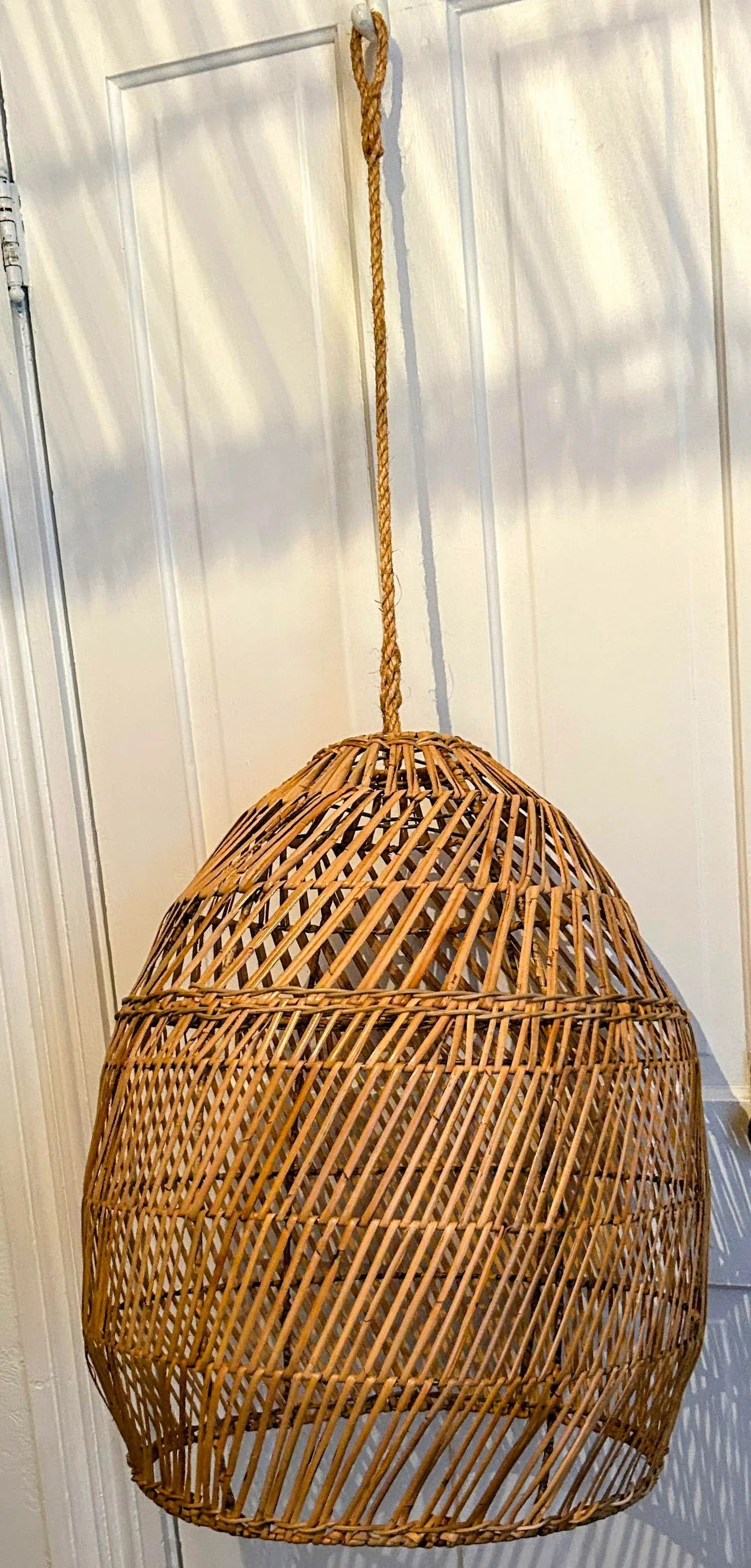 Large Rattan Bell Shaped Pendant Chandelier by Dovetail Furniture L A - 2