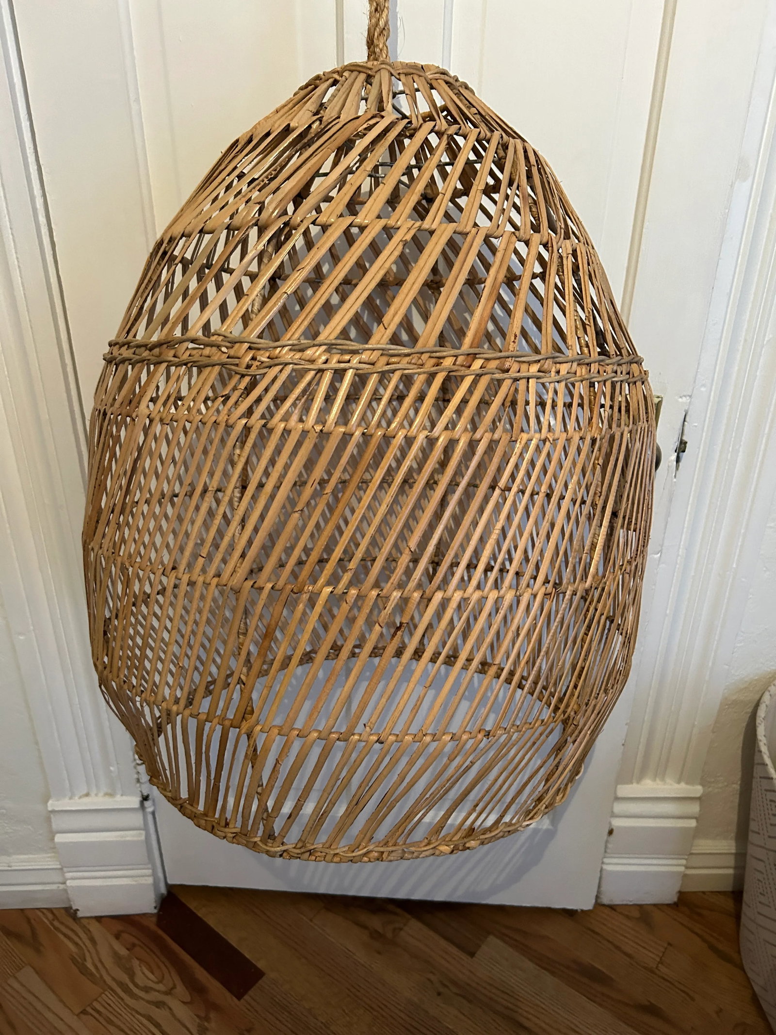 Large Rattan Bell Shaped Pendant Chandelier by Dovetail Furniture L A - 3