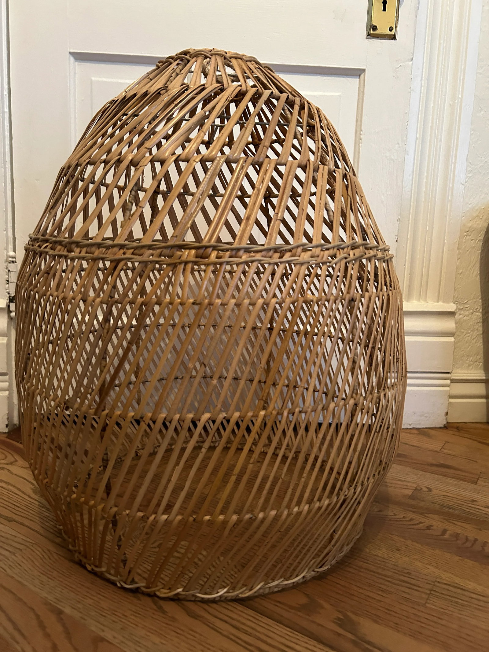 Large Rattan Bell Shaped Pendant Chandelier by Dovetail Furniture L A - 4