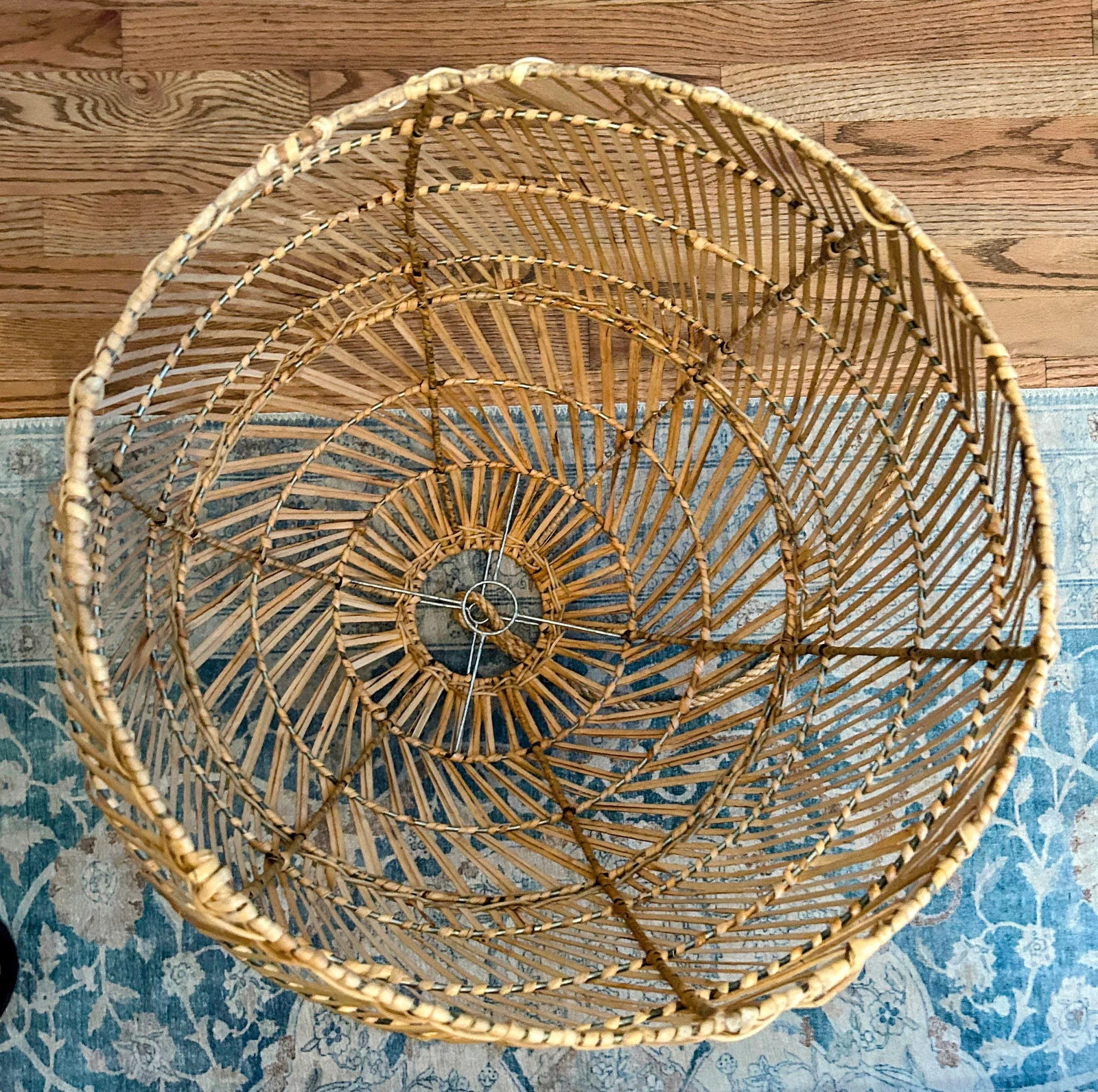 Large Rattan Bell Shaped Pendant Chandelier by Dovetail Furniture L A - 5