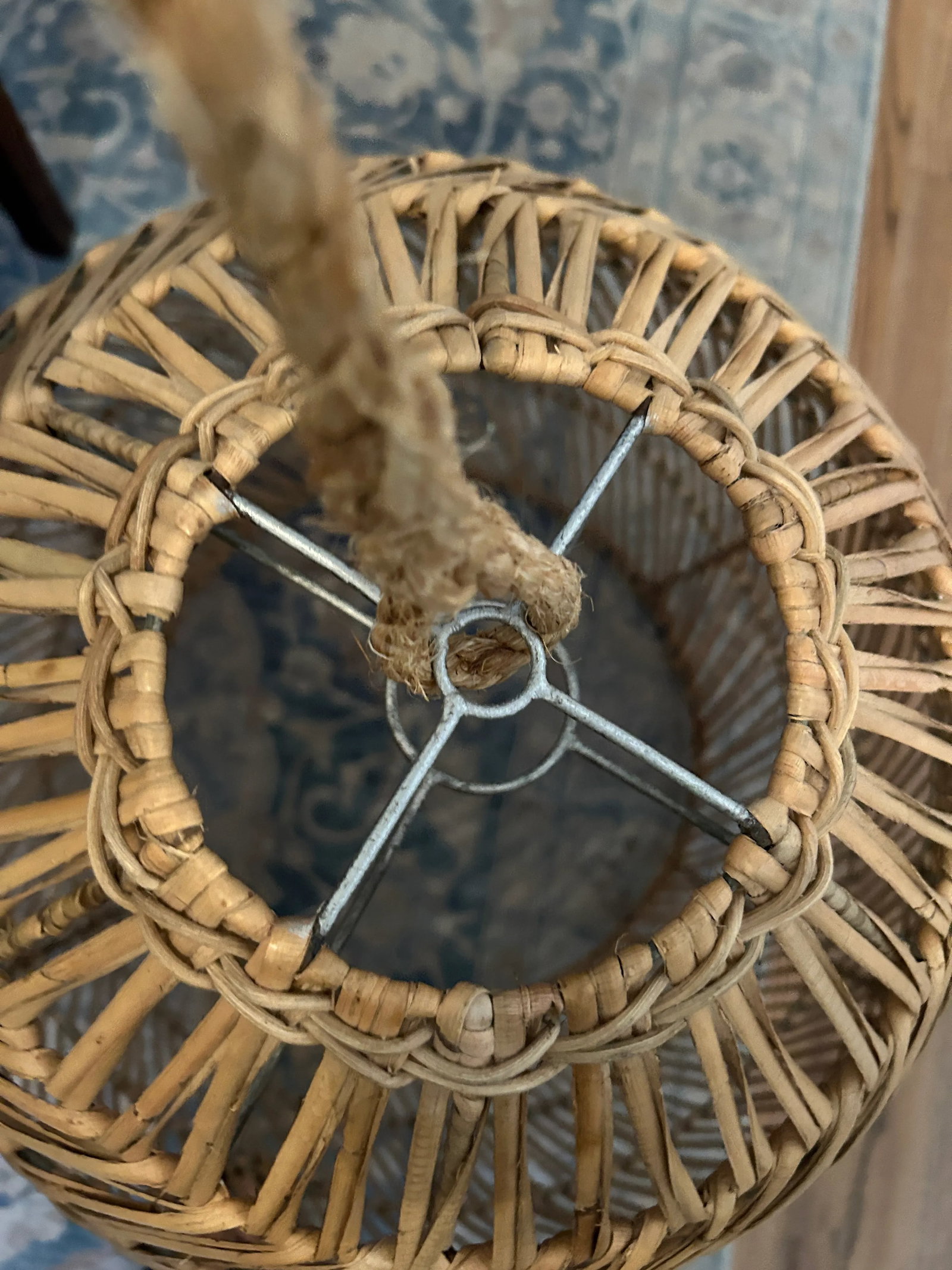 Large Rattan Bell Shaped Pendant Chandelier by Dovetail Furniture L A - 7