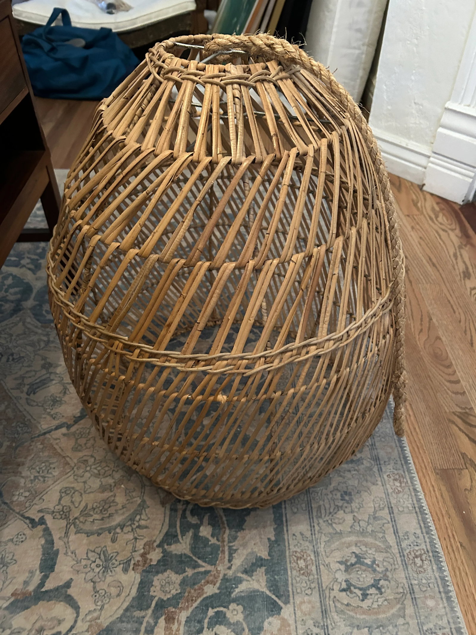 Large Rattan Bell Shaped Pendant Chandelier by Dovetail Furniture L A - 8