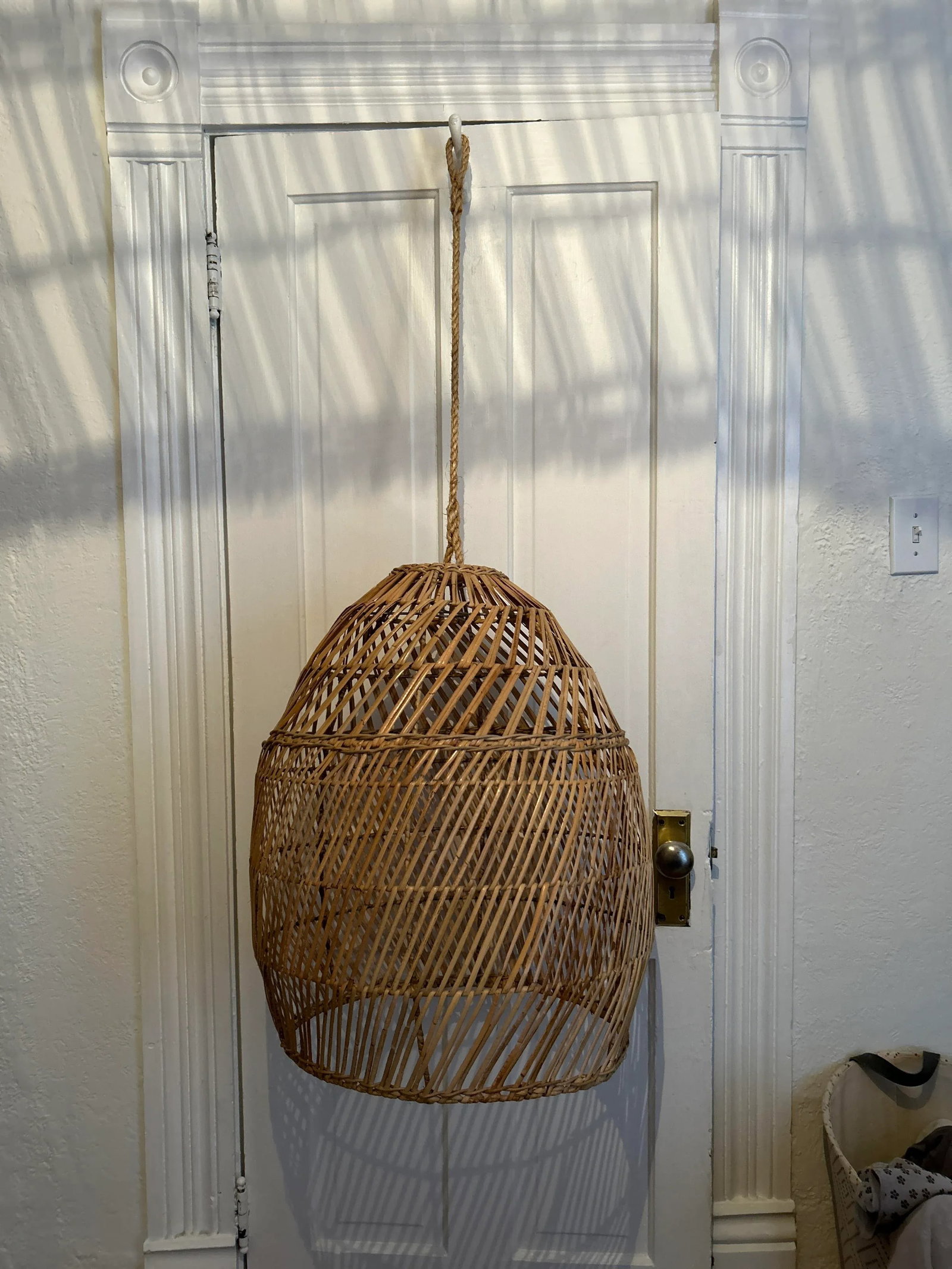 Large Rattan Bell Shaped Pendant Chandelier by Dovetail Furniture L A - 9