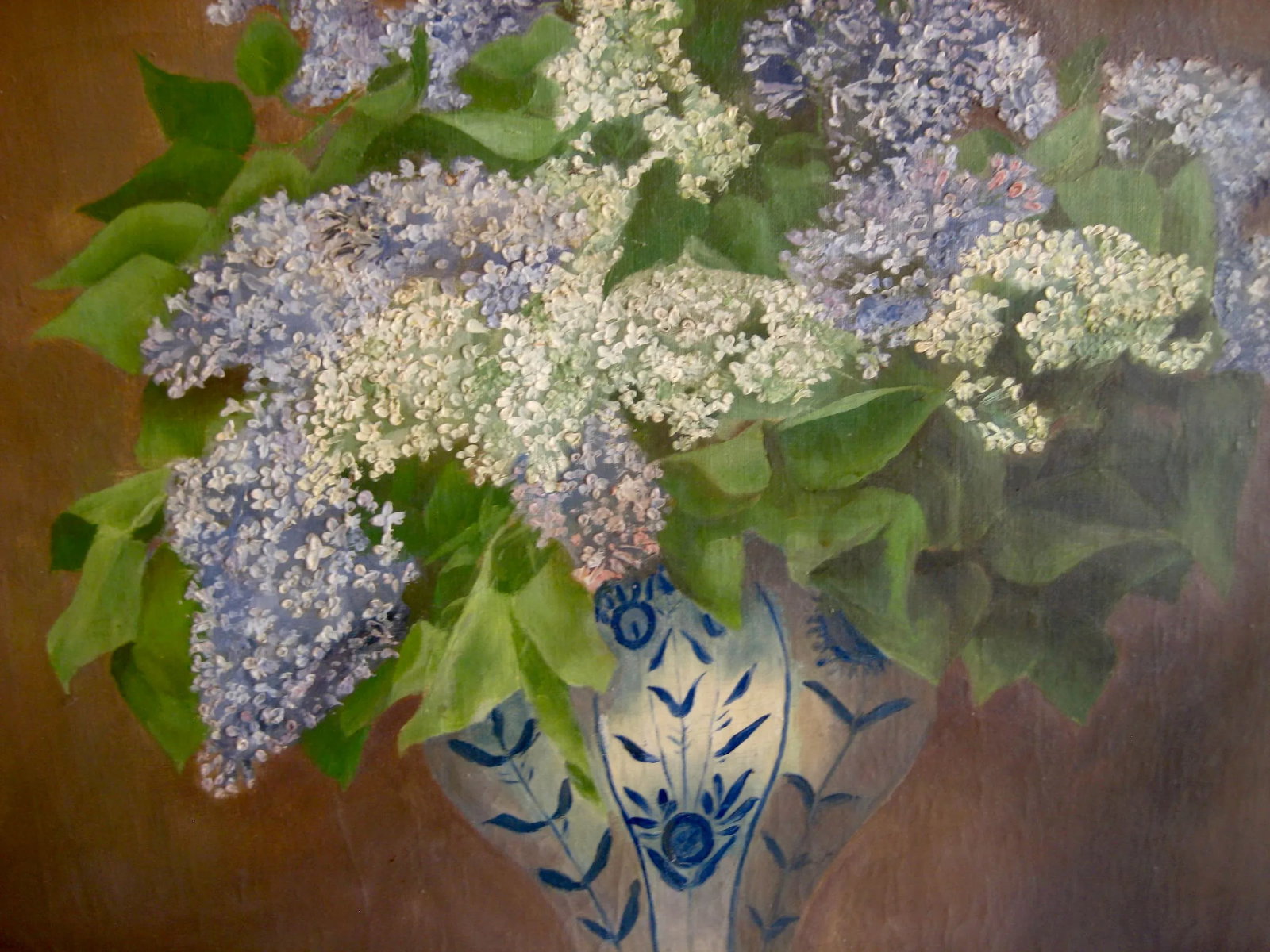 Still Life Glycine in a Vase Oil Painting 19th Century, Framed - 10