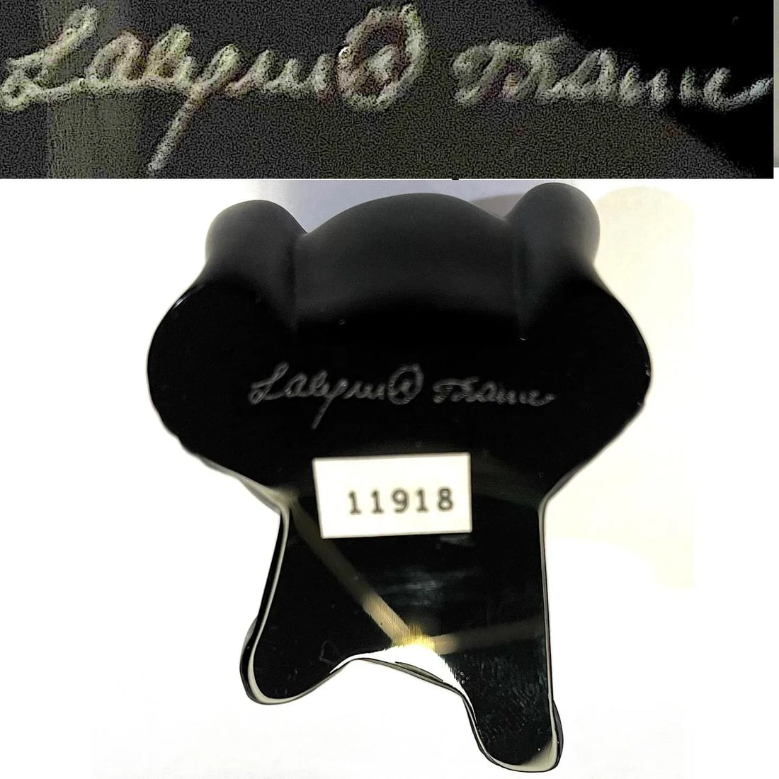 1990s Lalique Nu Assis Noir - Yoga Pose Figure - Original Box - 10