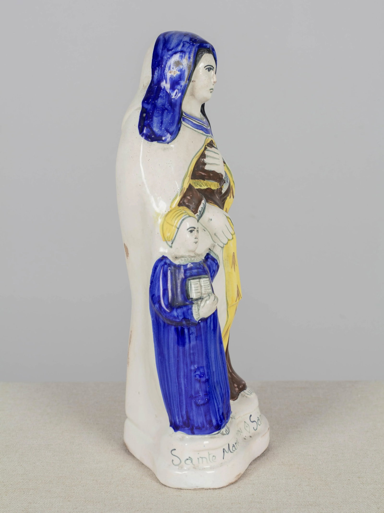 French Henriot Quimper Faience Statue of Virgin Mary & St. Anne - 4