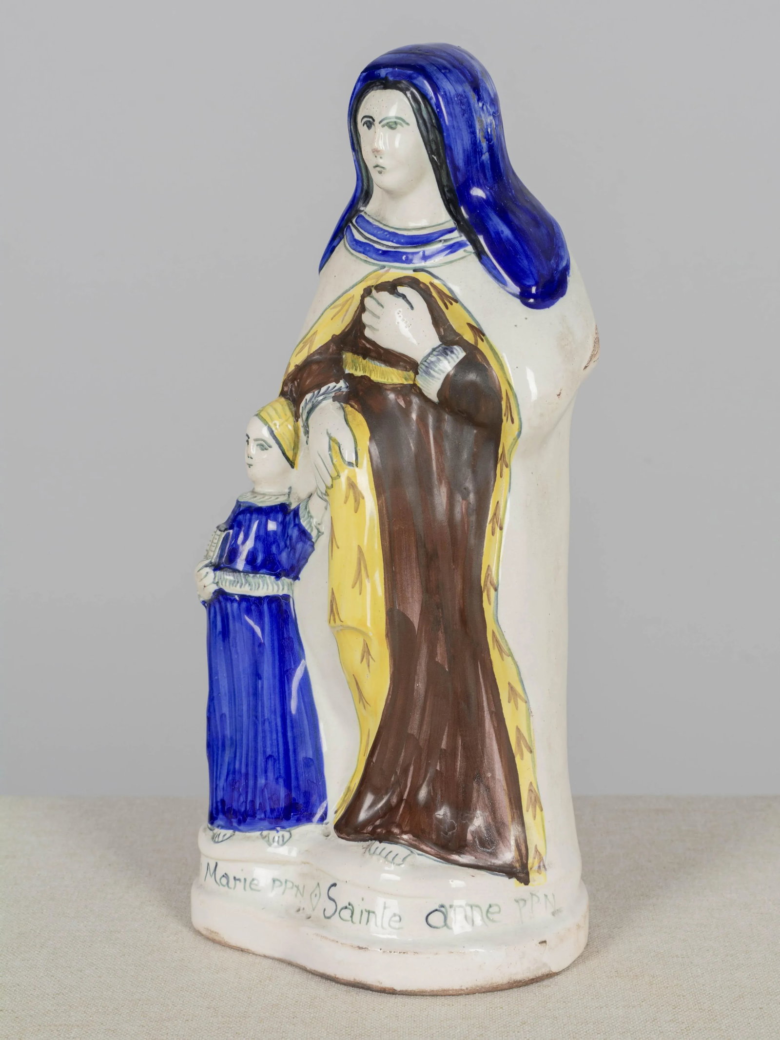 French Henriot Quimper Faience Statue of Virgin Mary & St. Anne - 5